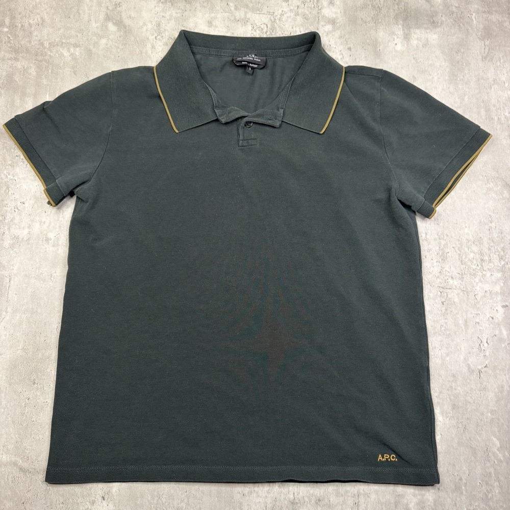 APC Rue Madame Paris Olive Green Polo Shirt Short Sleeve Mens Small